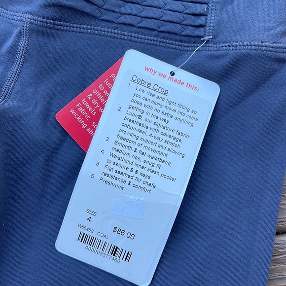Lululemon Cobra Crop Leggings Size 4 NWT Coal - Picture 2 of 5